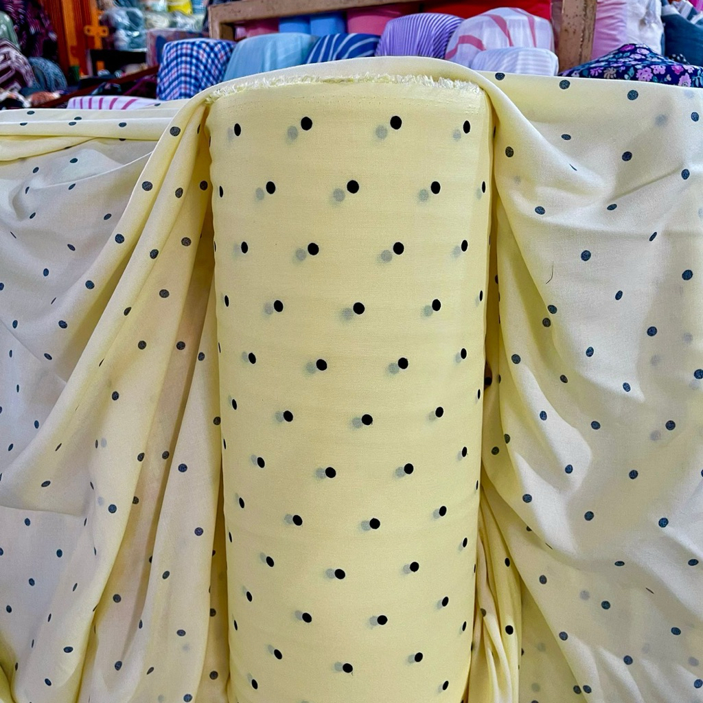 (Harga /0,5 mtr) Kain Katun Rayon Motif Viscose Terbaru/ Motif polkadot / Katun rayon / Rayon Motif 