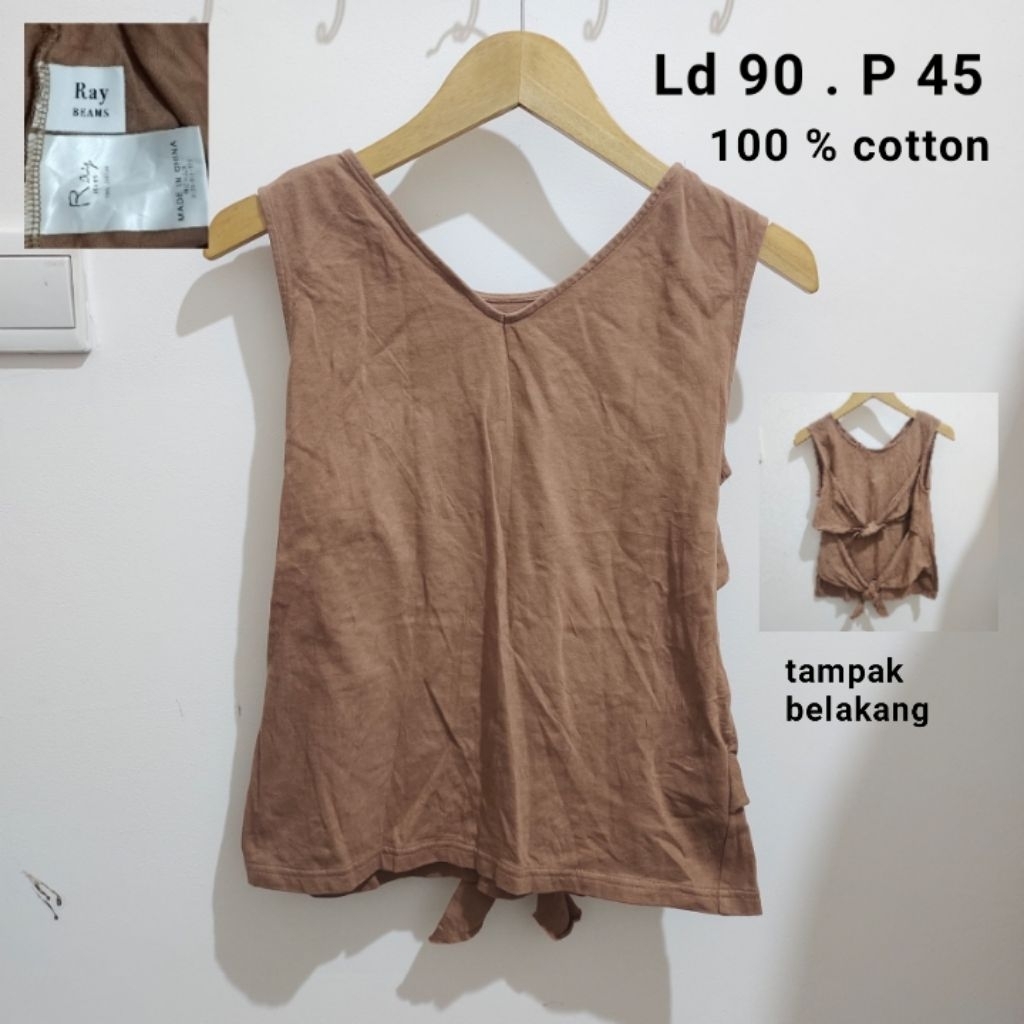 No 6 | Preloved rompi atasan wanita Ray Beams berbahan katun cokelat