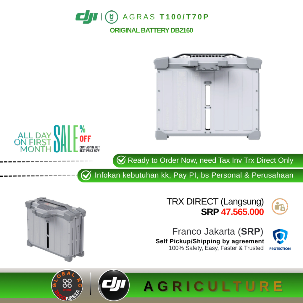 Battery Dji Agras T100 T70P DB2160 Original for Drone Pertanian Semprot Hama