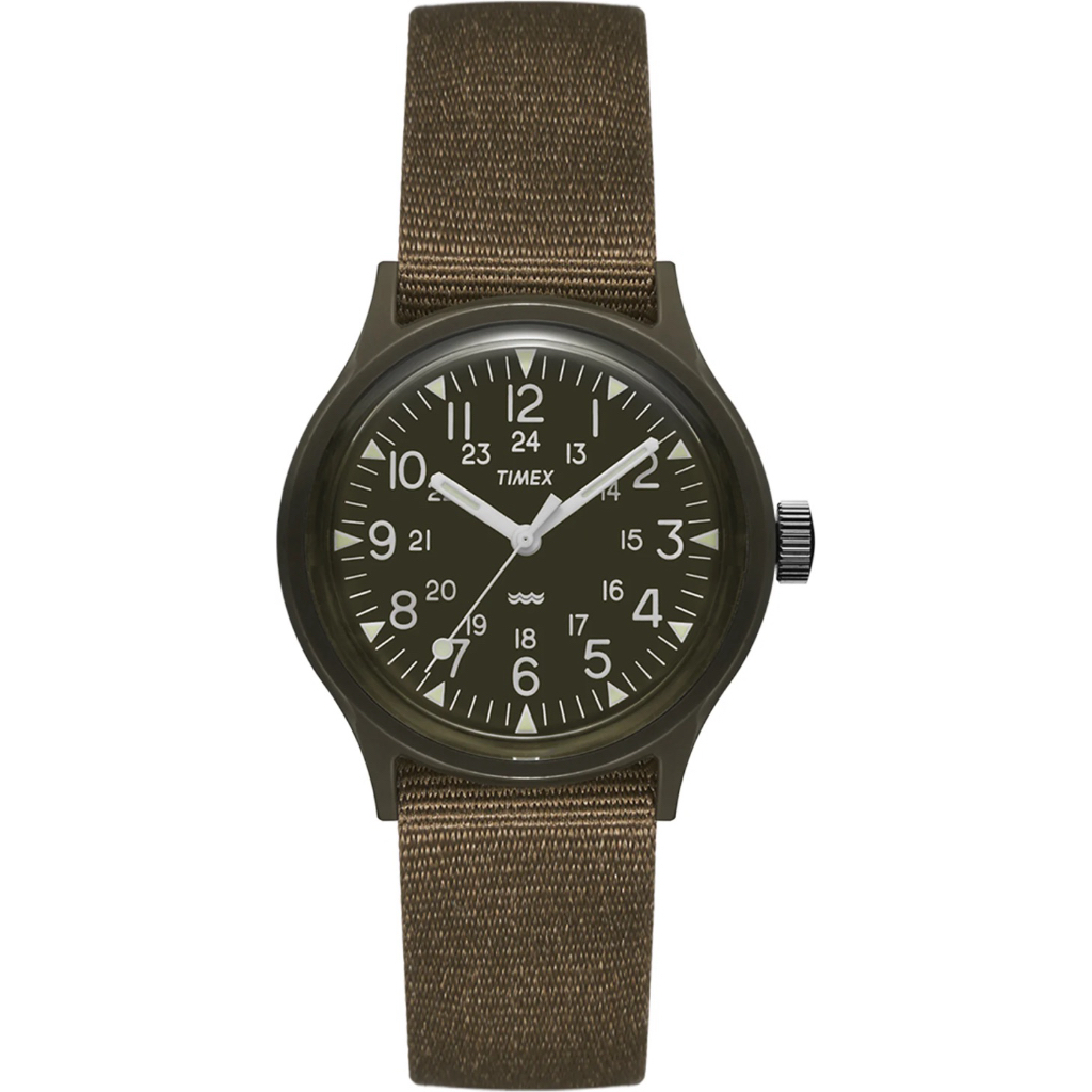 TIMEX Original Camper Military Black Dial Green strap JDM Quartz watch not MK1