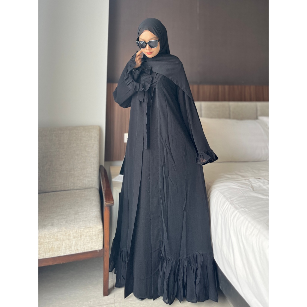 Hikmah Abaya FRee pasmina ( sepesial Lounching)   By Ka Syasya Outer Gamis Muslim Syari Simple Mewah