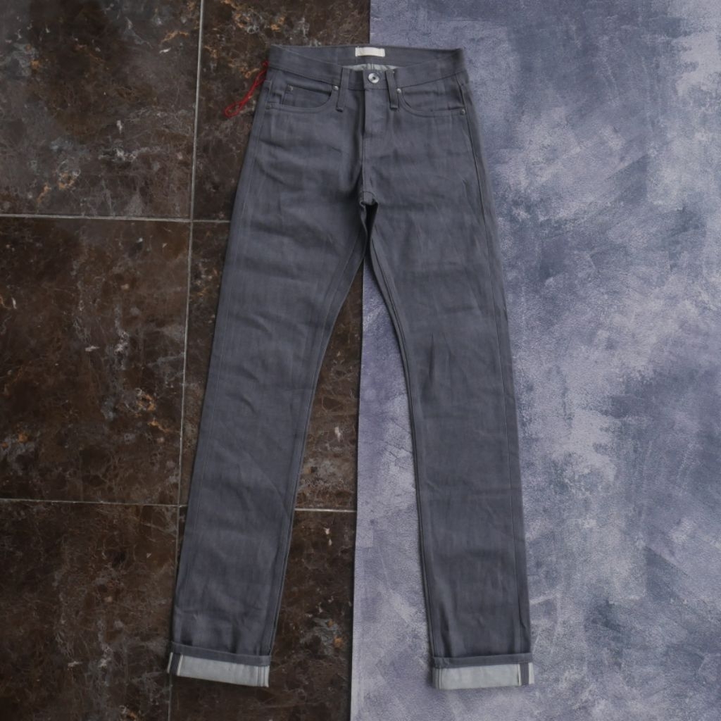 The Unbranded Brand UB106 Skinny Fit Gray Selvedge Blue Line Jeans Denim