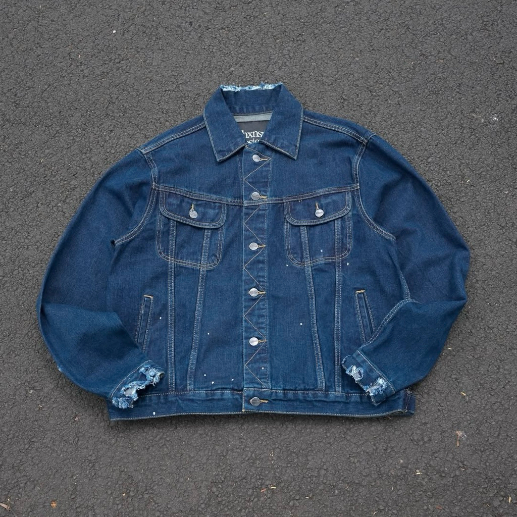 Jacket Denim Marriza Distressed Indigo Thanksinsomnia Denim Jacket
