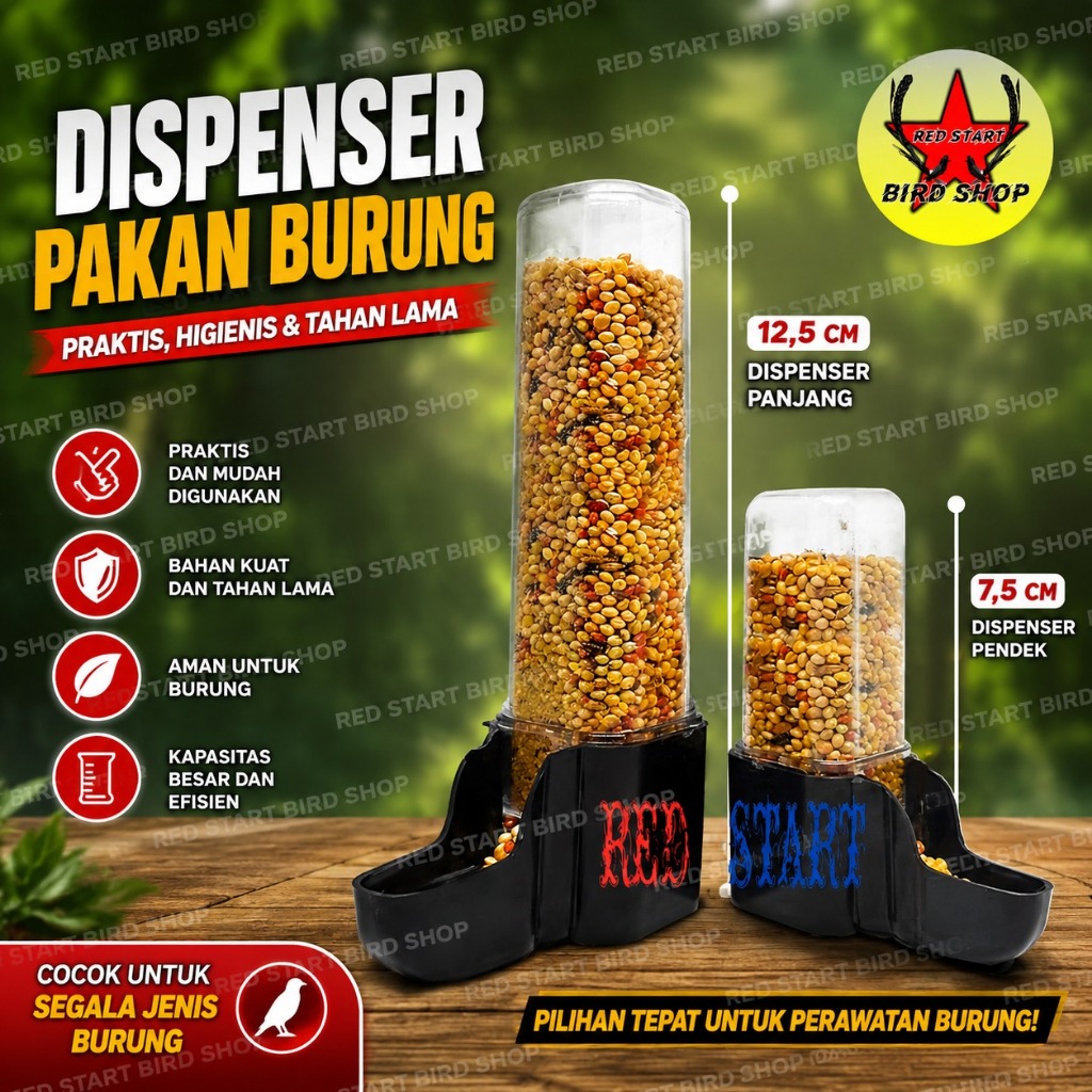 CEPUK WADAH PAKAN MINUM BURUNG DISPENSER TABUNG PANJANG CEPUK TEMPAT MAKAN PAKAN BURUNG LOVEBIRD PAR