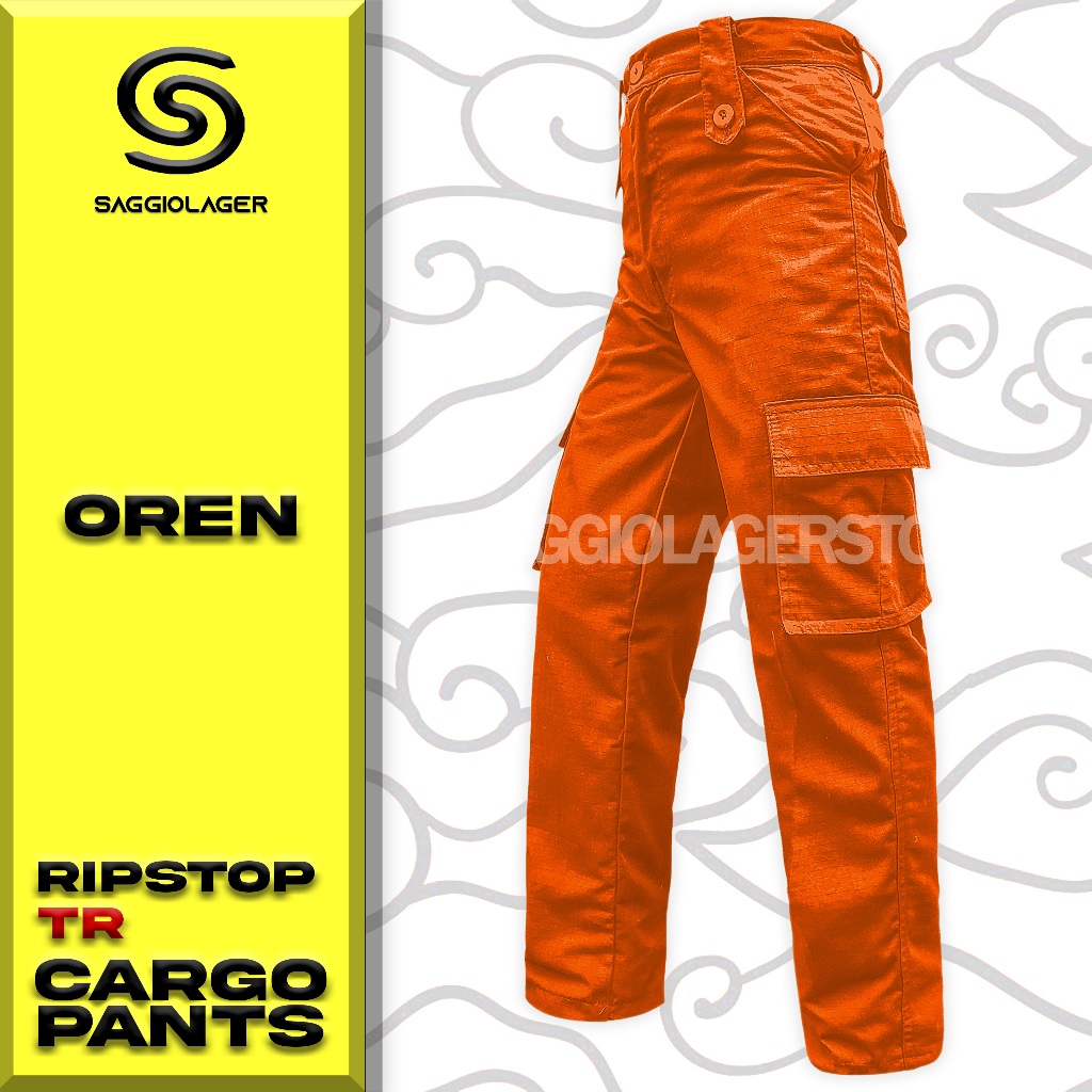 Celana PDL Cargo Oren Oranye Orange Ripstop Pria Outdoor Lapangan