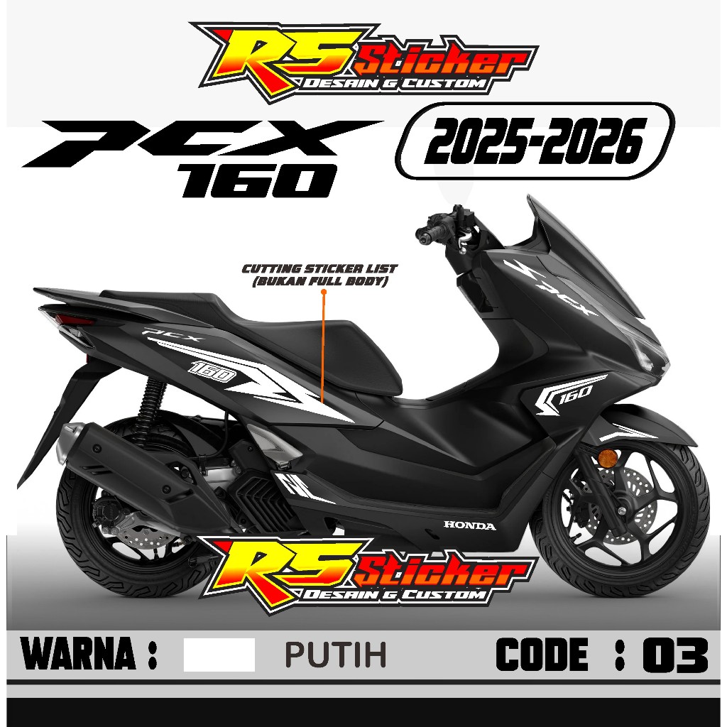 Cutting Sticker PCX 160 NEW 2025 - Aksesoris Motor Stiker Honda PCX 160 2025 Minimalis Skotlet Lis B