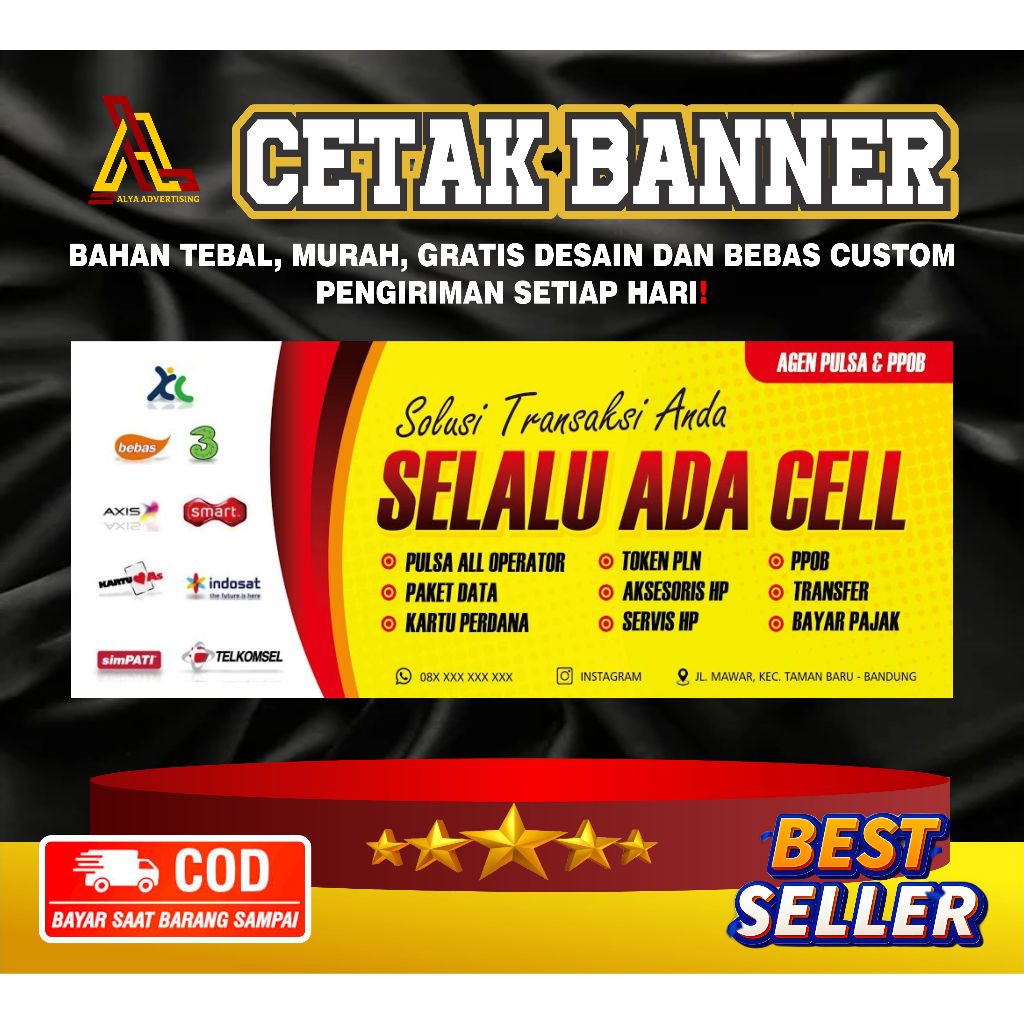 Banner-SPANDUK Konter Pulsa/Toko Pulsa Free Desain Termurah
