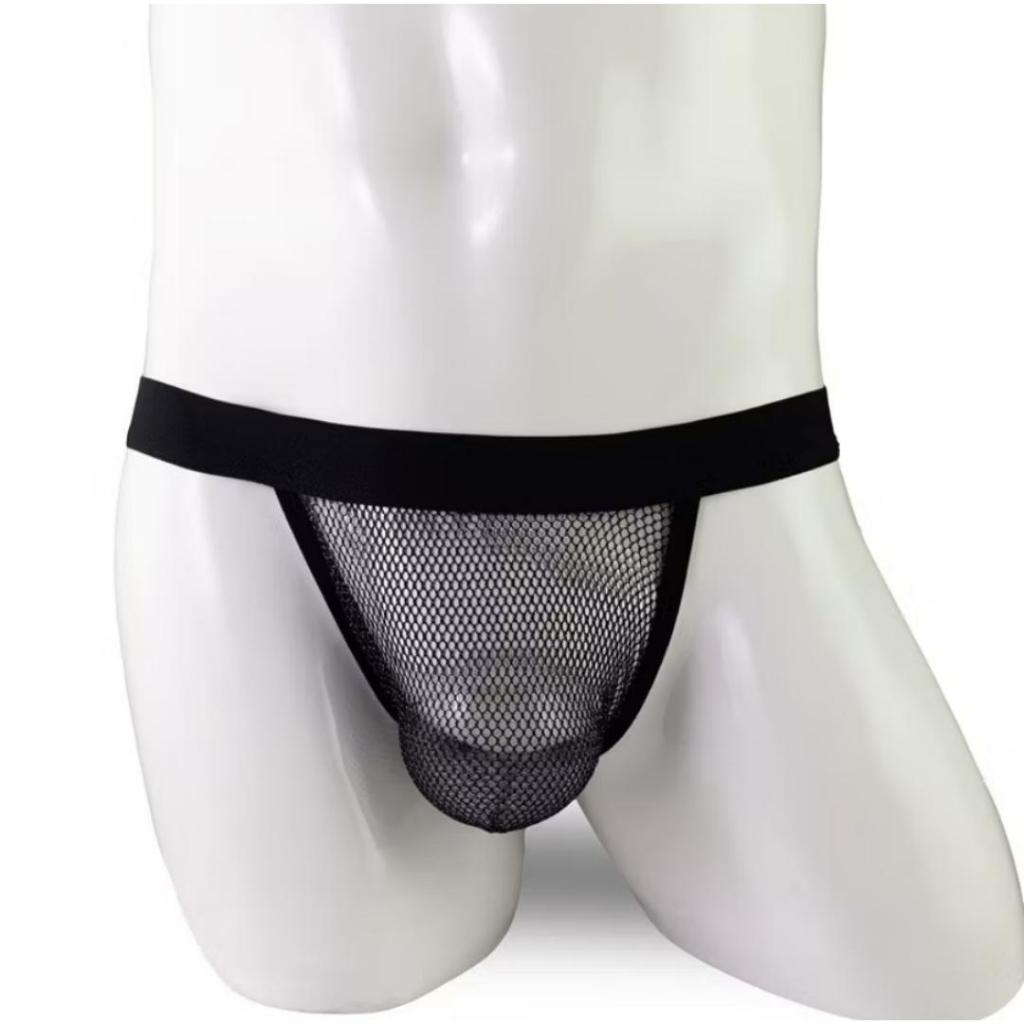 CELANA DALAM PRIA PREMIUM JOCKSTRAP TRANSPARAN HITAM / THONG JARING PRIA KEKINIAN