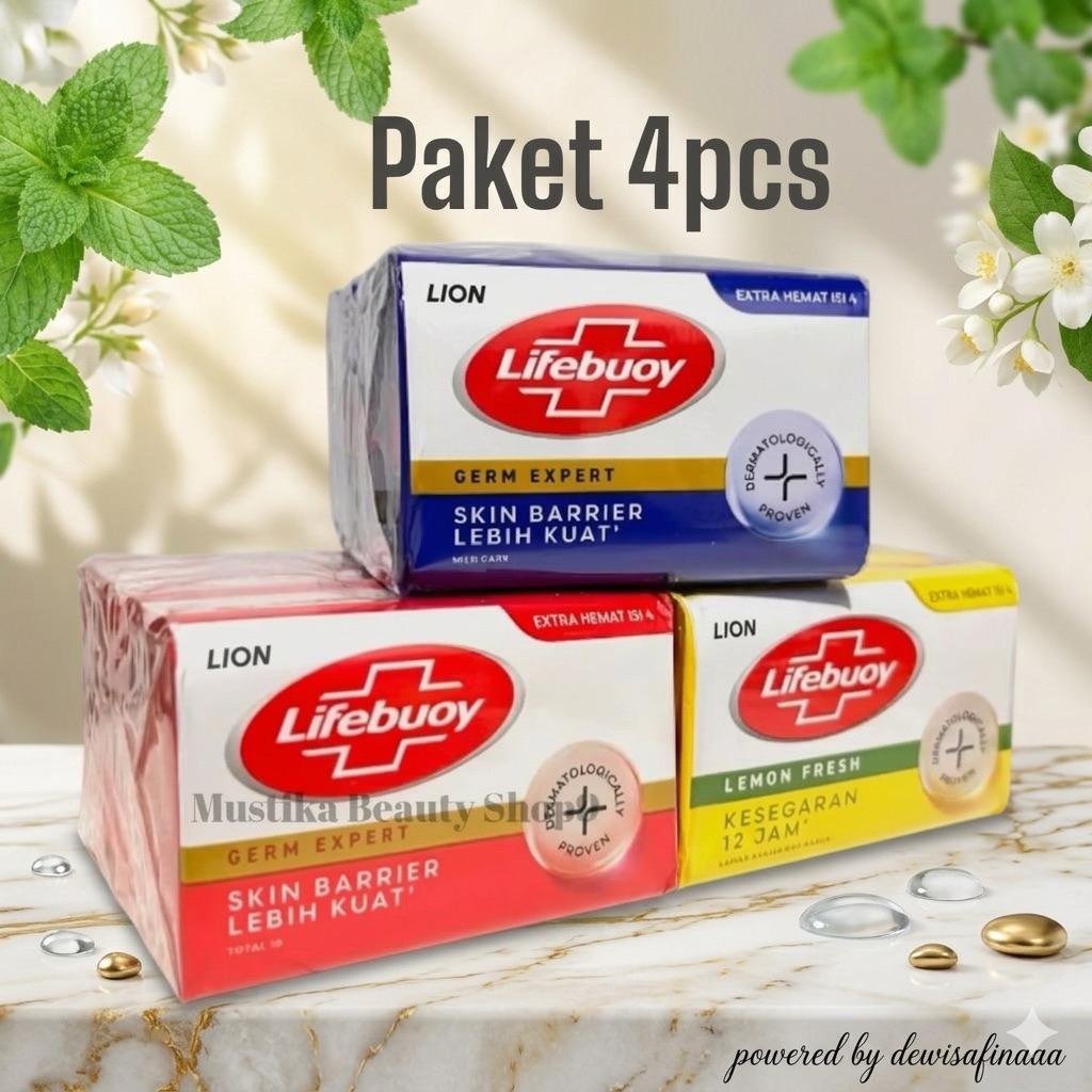 Sabun batang lifebuoy besar 100gr x 4pcs /sabun mandi lifebuoy ukuran besar 100gr isi 4 pcs