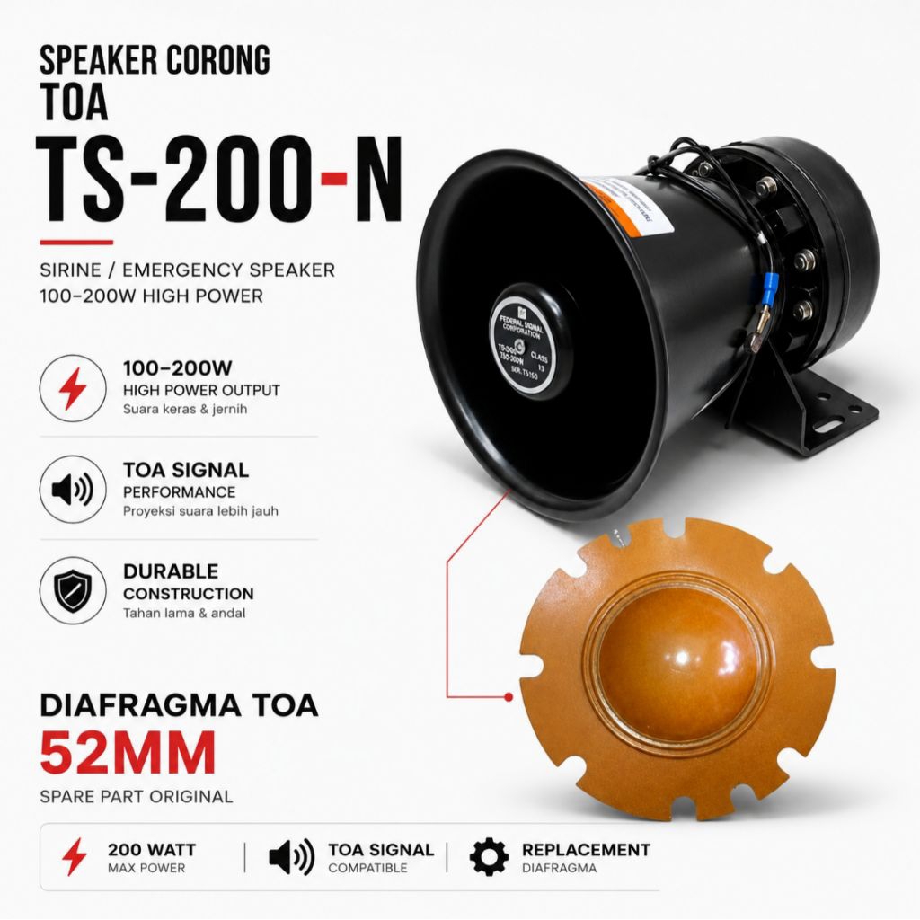 Spul Diafragma TOA 52mm 200 Watt Untuk Speaker Corong Ambulans TOA Signal