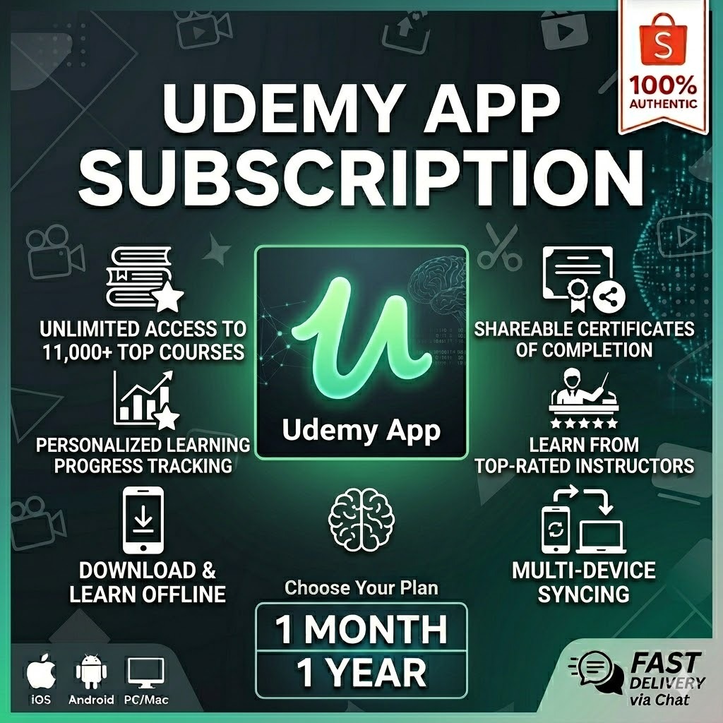 Udemy Personal Plan Subscription | Akses 11.000+ Kursus Premium | Sertifikat Resmi | 1 Bulan