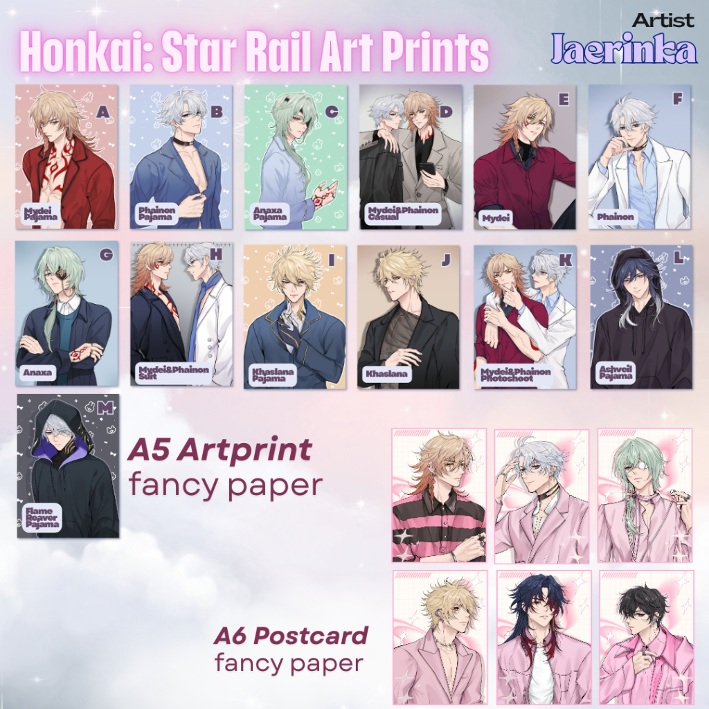 Honkai Star Rail Artprints Blade Dan Heng renheng Sunday Aventurine Dr Ratio Aventio