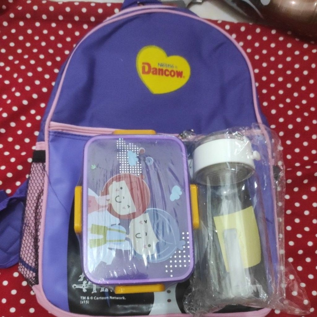 tempat makan minum FREE tas sekolah dancow