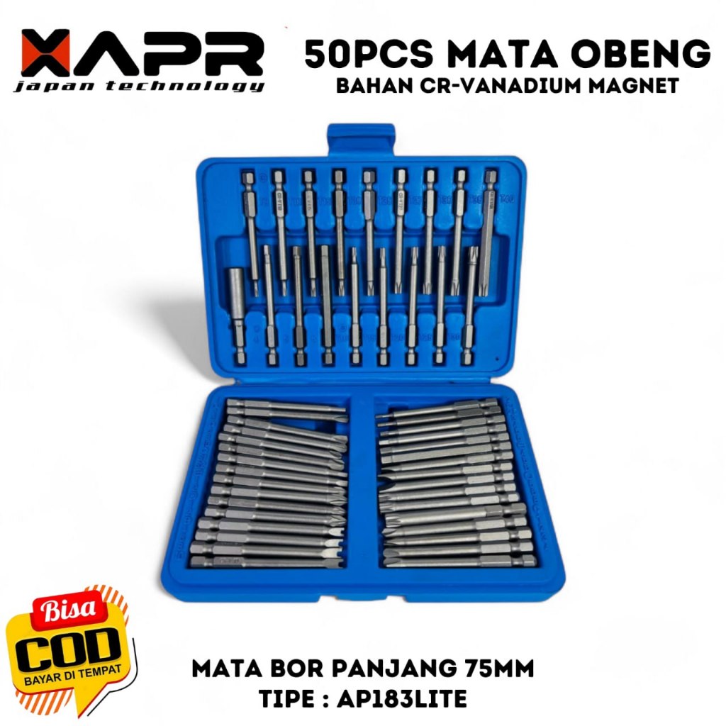 XAPR AP183Lite Mata Obeng Fullset Hex 50pc Lengkap Screwdriver Bit Obeng Ketok Bor Shock Impek