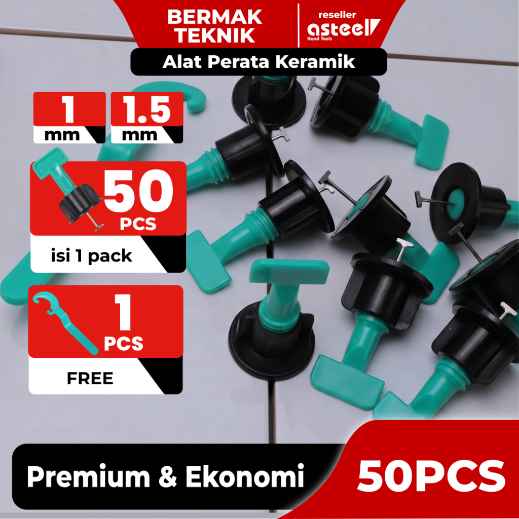 Perata Pasang Keramik Granit Lantai Ubin Spacer Tipe Putar Tile Leveling System Premium Ekonomi Bisa
