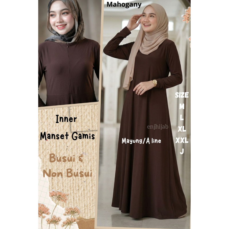 Inner Gamis Manset Busui & Non Busui Lengan Panjang Premium Adem Stretch Size M L XL XXL Jumbo