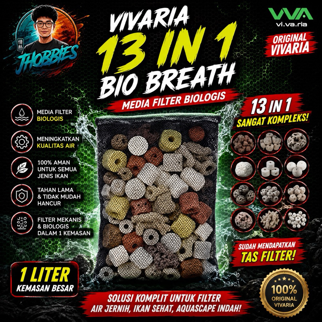 Vivaria mix 13in1 Bio Breath (Media Bakteri/Rumah Bakteri Aquarium) untuk Air Laut dan Tawar