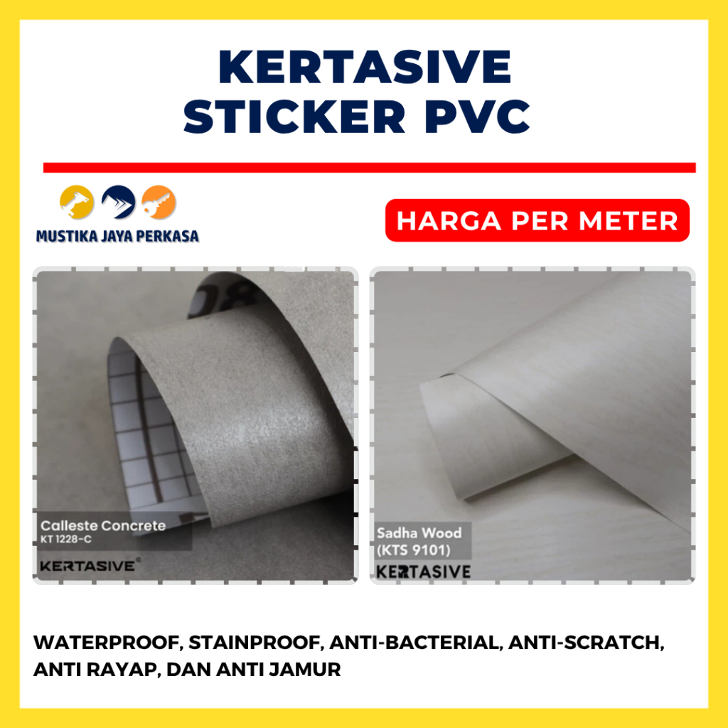 Kertasive Sticker PVC Premium Motif Sadha Wood & Calleste Concrete | Waterproof Anti Jamur Anti Raya