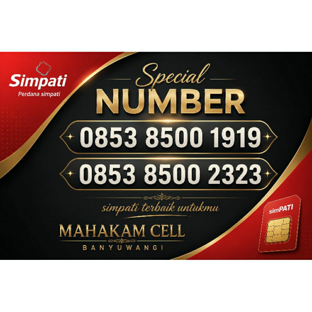SIMPATI TELKOMSEL NOMOR CANTI RAPI 8500 1919 2323 SERI ABAB