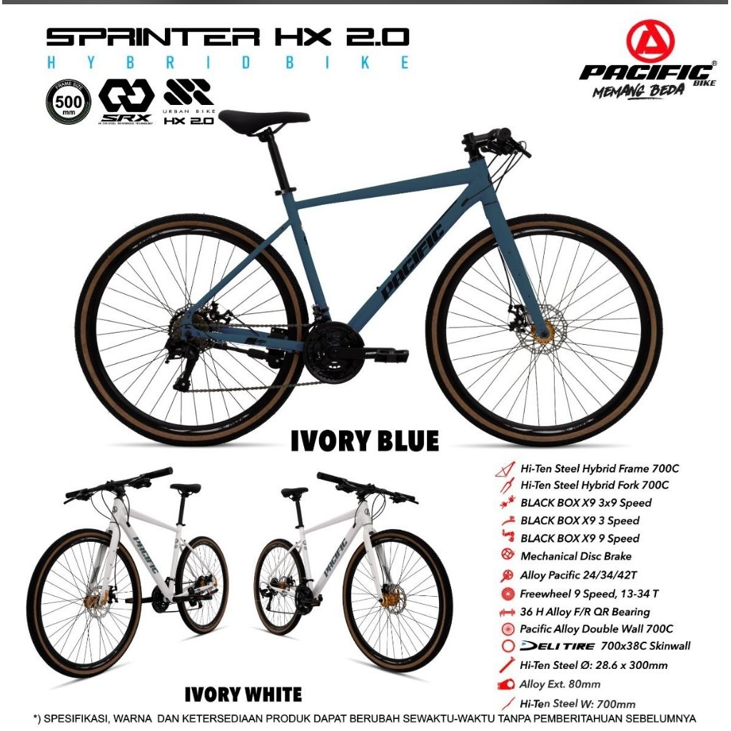 Sepeda Balap 700C Hybrid Pacific Sprinter HX 2.0 3x9 Speed / Roadbike 700C Pacific Hybrid Sprinter H