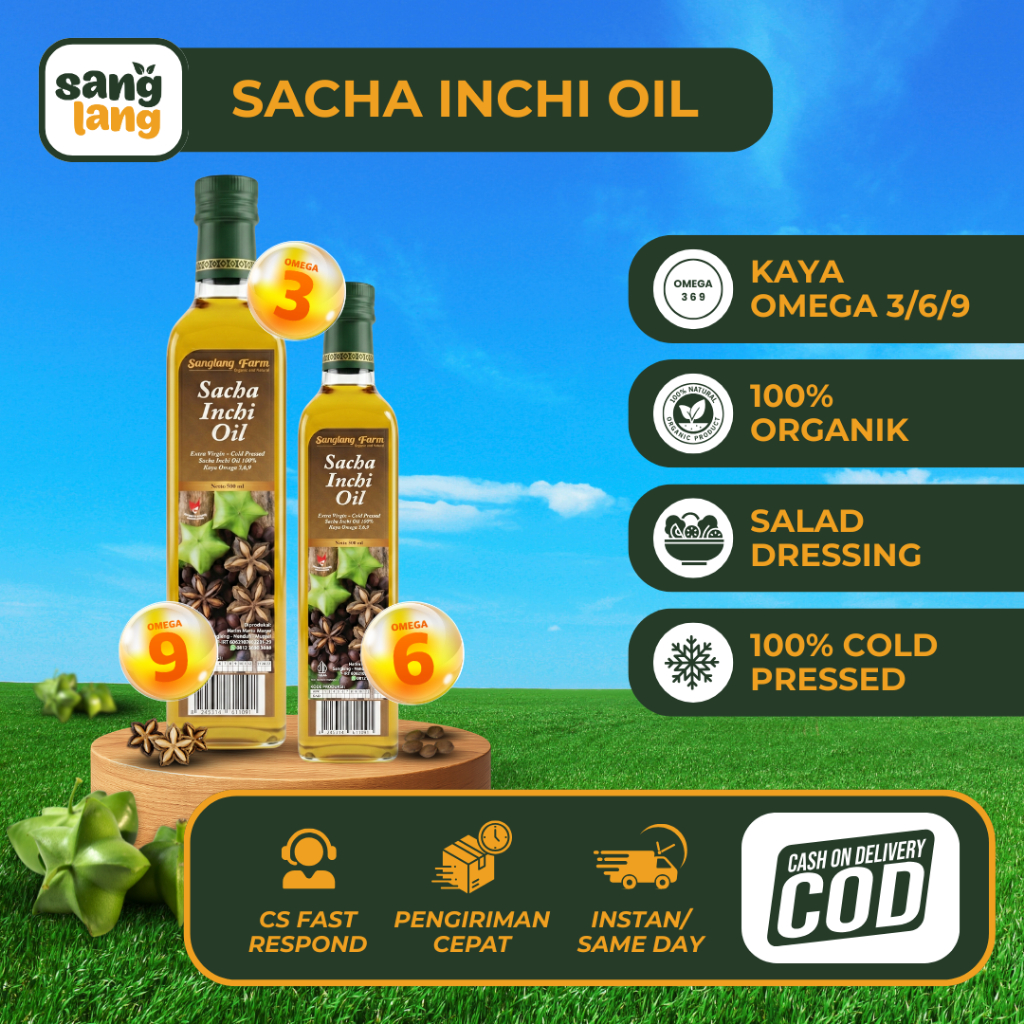 SANGLANG Minyak Sacha Inchi Oil Kaya Omega 3 6 9 Original Organik 100% Cold Pressed