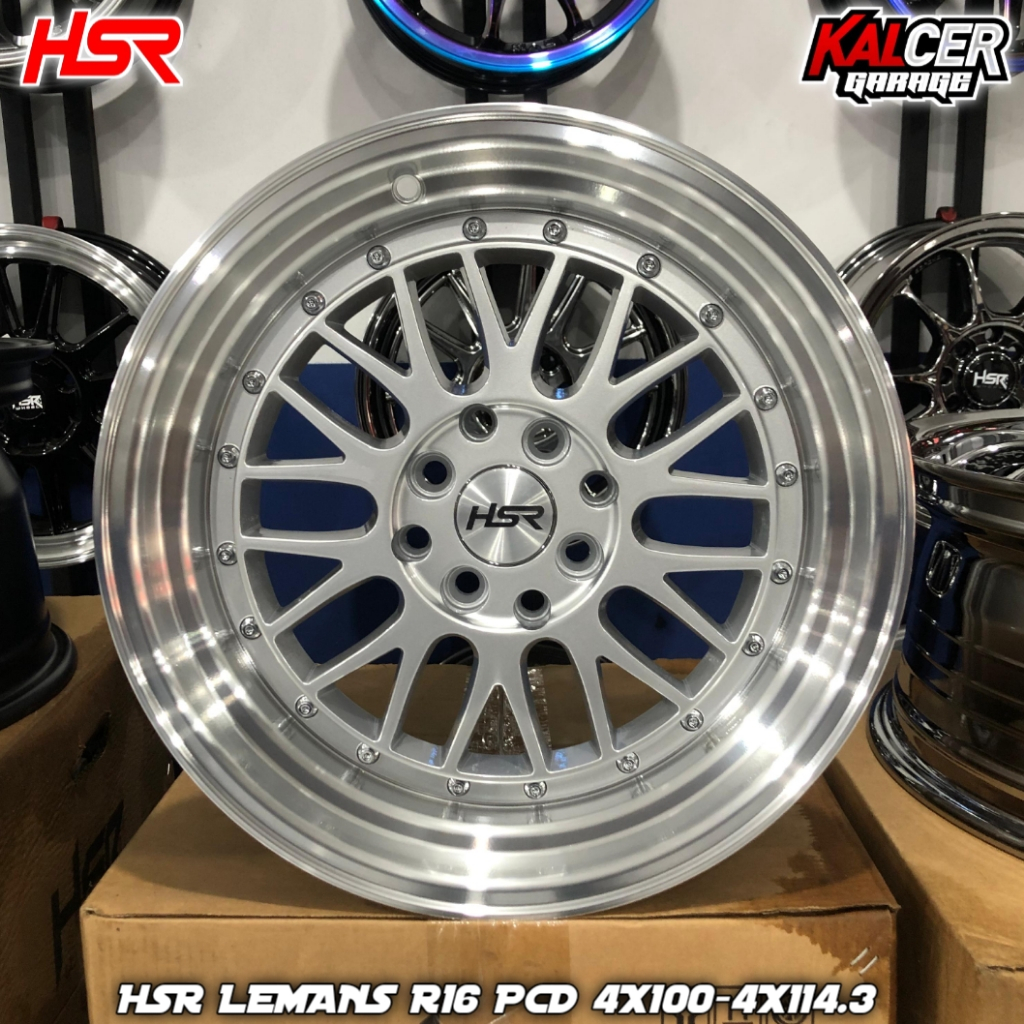 VELG RACING HSR TYPE LEMANS R16 PCD 4X100-114,3 WARNA SILVER POLISH