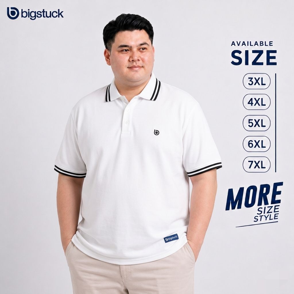 BIGSTUCK Kaos Polo Jumbo Original Size 3XL 4XL 5XL 6XL 7XL  Baju Kerah Pria Big Size