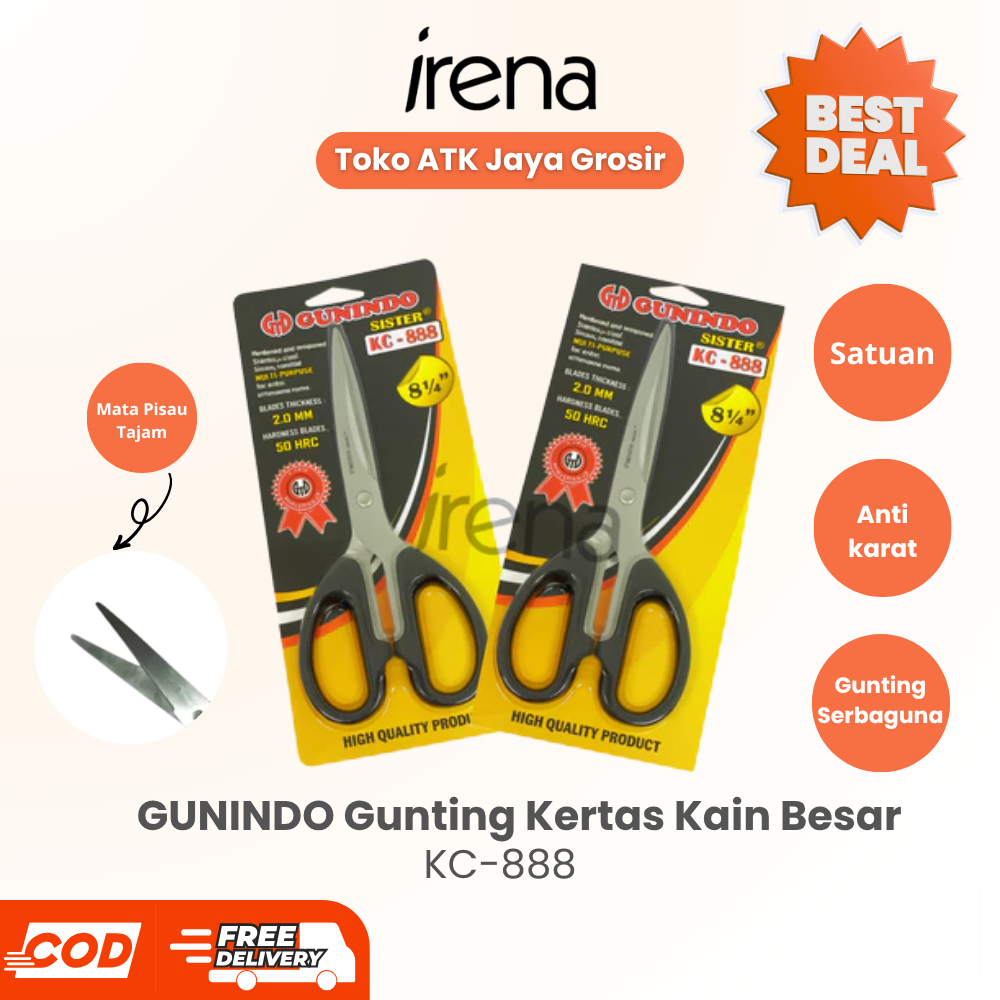 GUNINDO Gunting Kertas Kain Besar KC-888 / Gunting Serbaguna - Satuan
