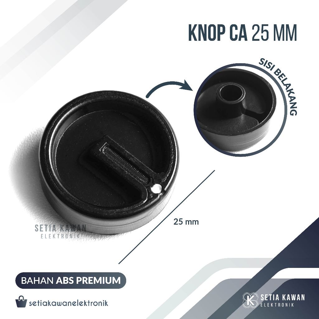 Knop Box CA 25mm Model Built Up Garis Warna Hitam Titik Putih - Kenop Potensio Putar Amplifier CA10 