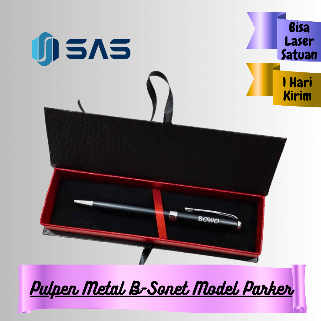 Pulpen Metal B-Sonet Model Parker | Pen Promosi Souvenir Hadiah Kado Free Custom Laser Grafir