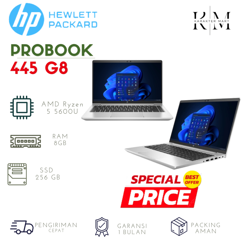 Laptop HP Probook 445 G8 AMD Ryzen 5 SSD 256 512 Ram 8GB 16GB