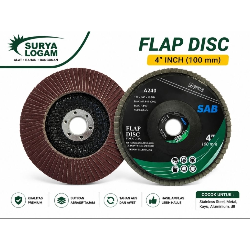 Amplas Tumpuk / Flap Disc / Amplas Merk SAB 1pcs