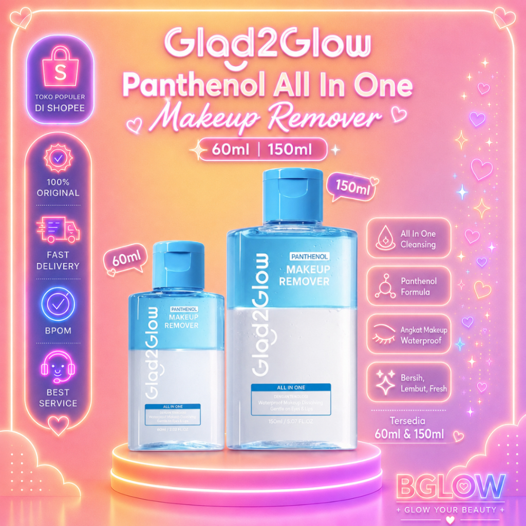 Glad2Glow G2G Panthenol All In One Makeup Remover 60ml / 150ml Pembersih Makeup Waterproof Penghapus