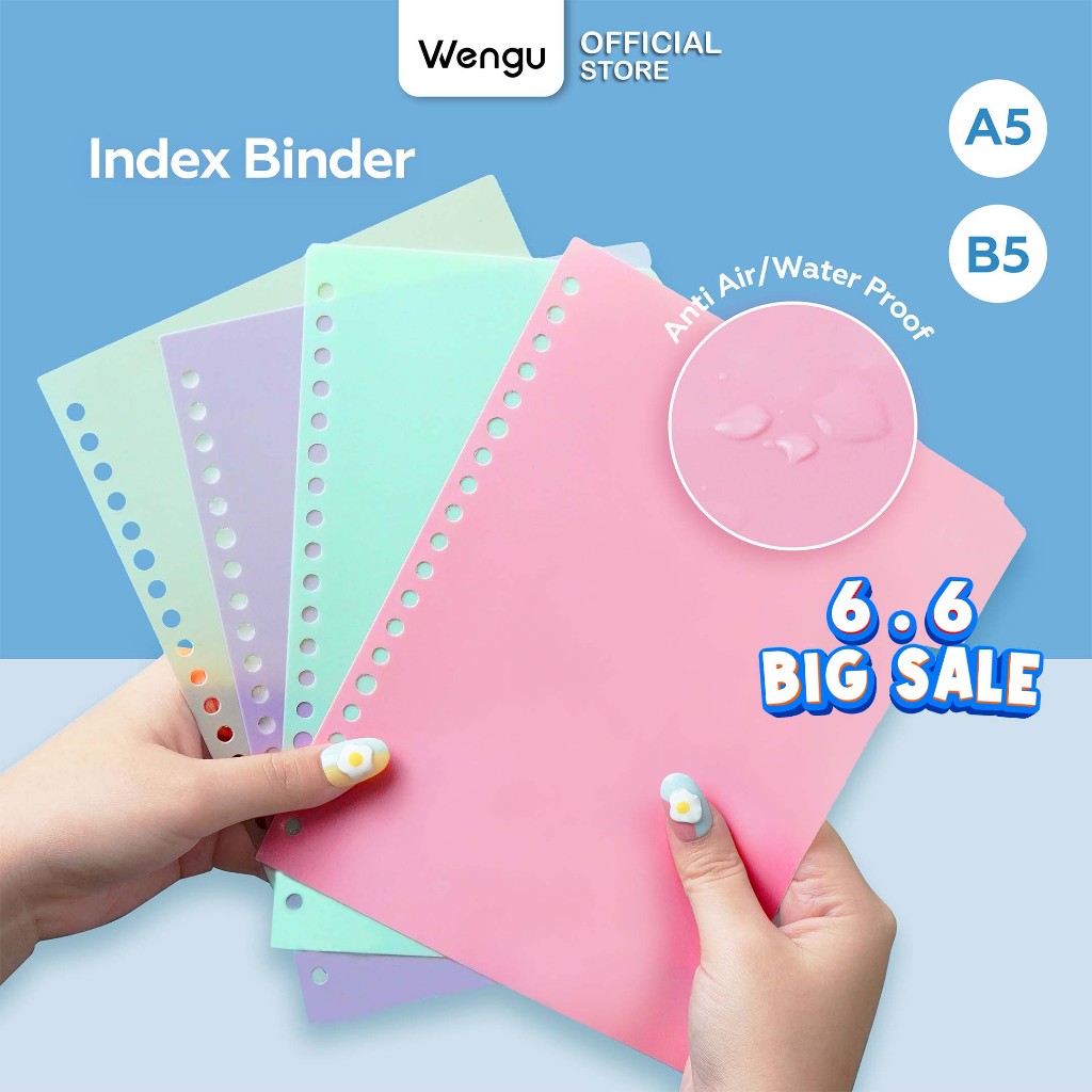 WENGU Index A5 B5 Pembatas Buku Binder Divider Warna Pastel Aesthetic A/B5-4P