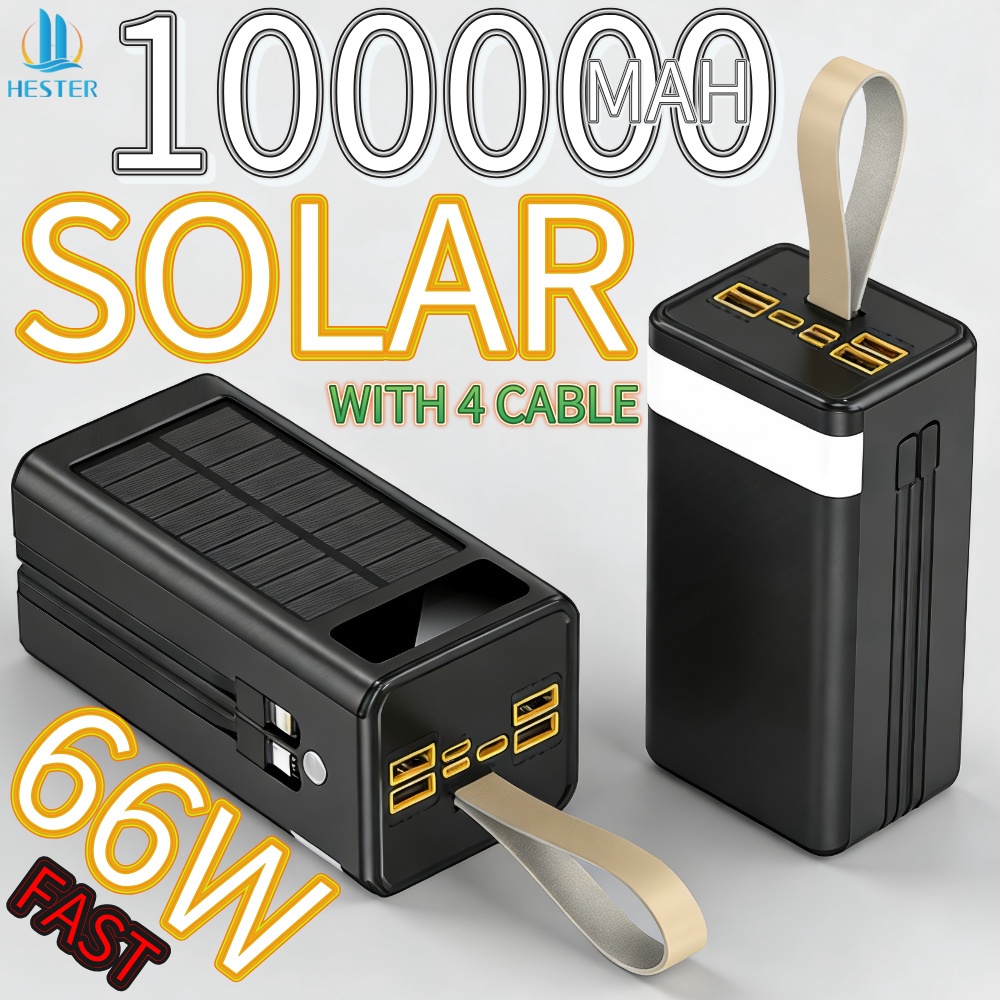 HESTER power bank 100000mah powerbank fast charging 66W powerbank 100000mah ori powerbank LED light 