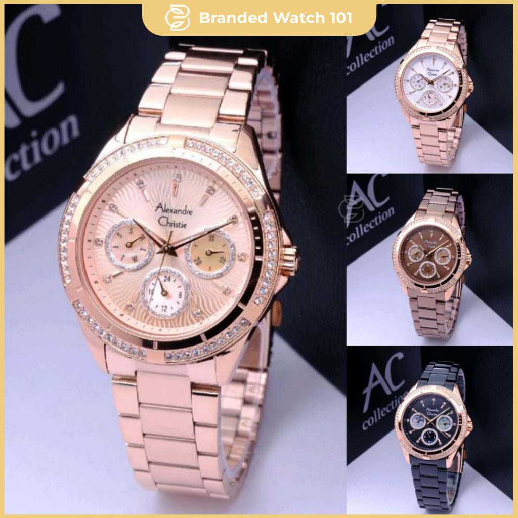 ORIGINAL Jam Tangan Wanita Alexandre Christie AC 2644 / AC2644 / 2644 Garansi Resmi 1 Tahun, Stainle