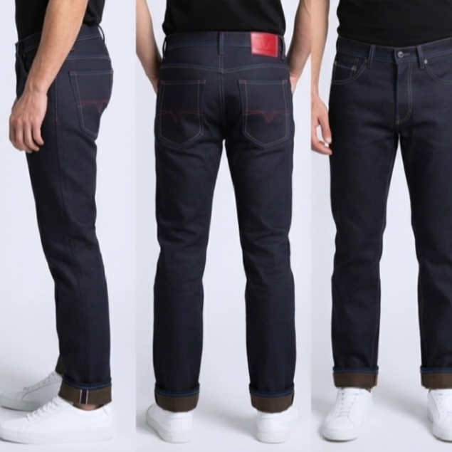 celana panjang pria raw denim salvegde 17oz warna coklat