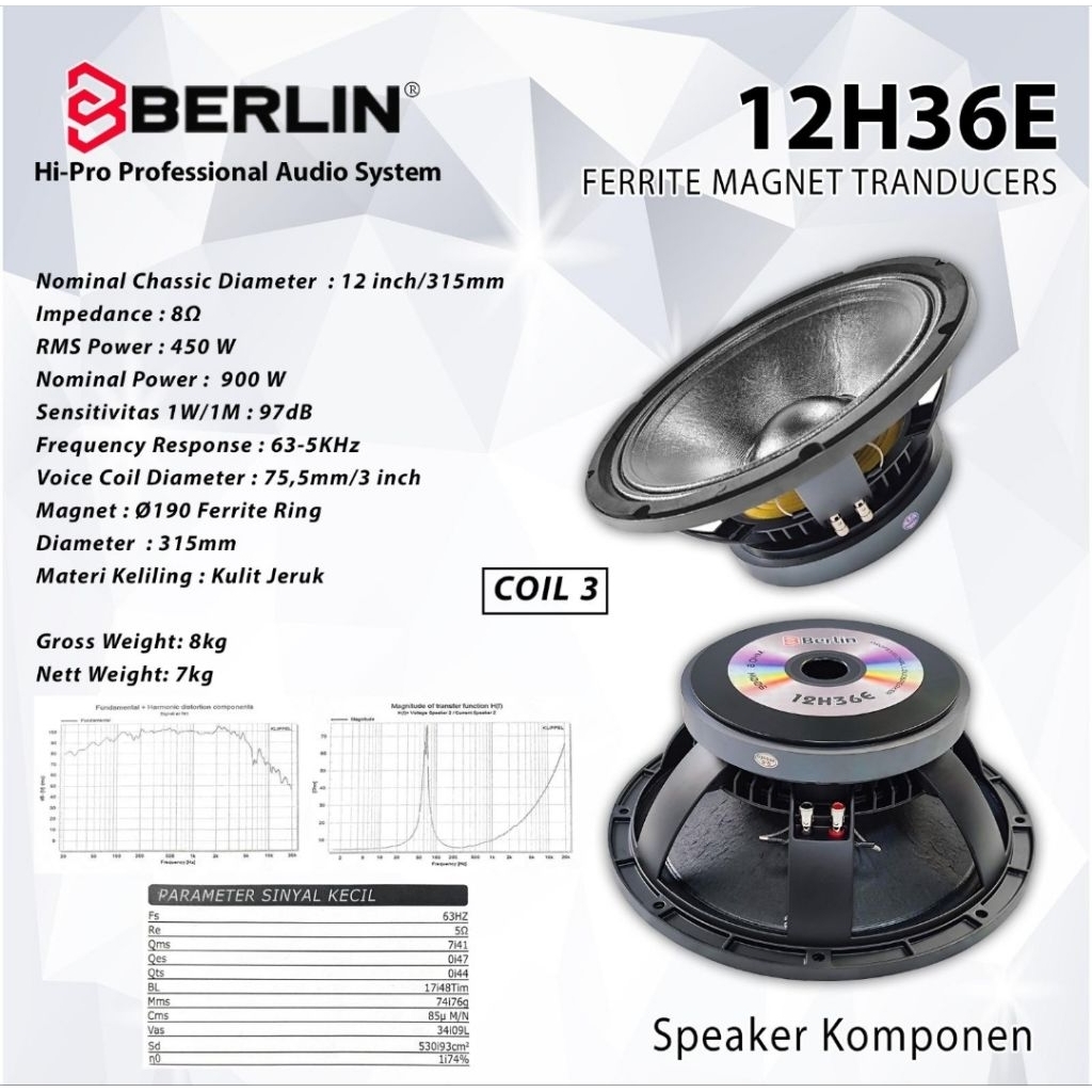 SPEAKER KOMPONEN 12H36E 12 INCH
