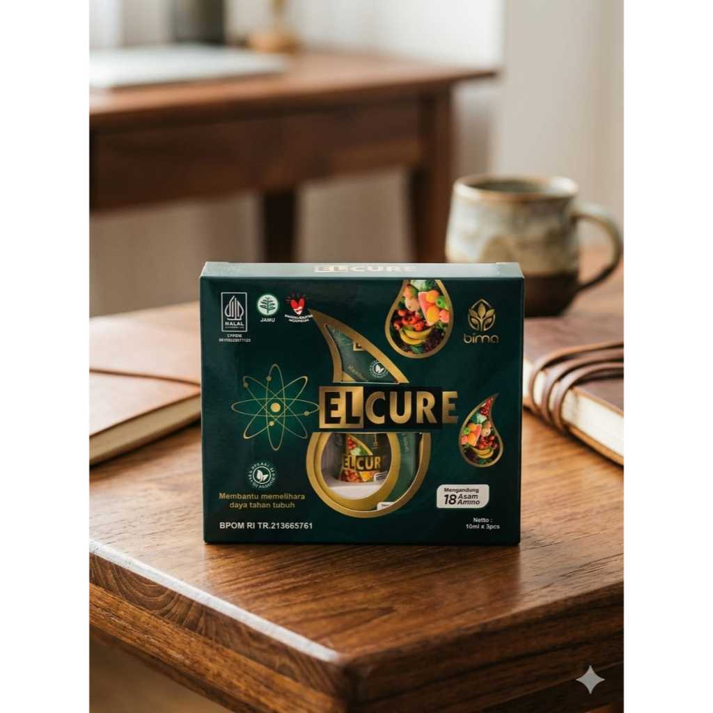 ELCURE Suplemen Herbal Daya Tahan Tubuh - 1 Box isi 3 Botol Mengandung 18 Asam Amino BPOM Halal (San