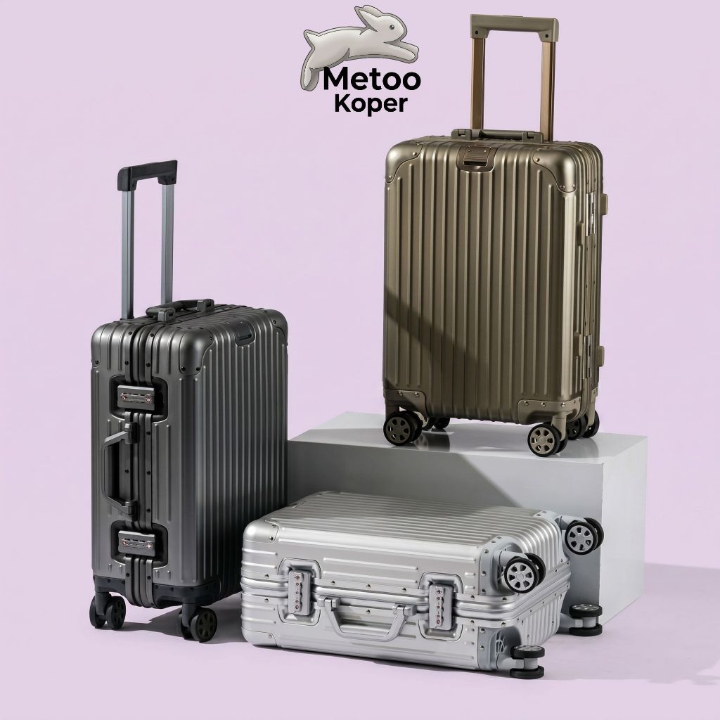 Metoo Koper 1801 Koper Mewah Kuat Anti Pecah Bahan AluminiumTSA Lock Original Ukuran 20 inci