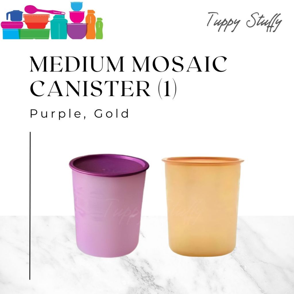 Tupperware medium mosaic canister 2,8L (1) - Gold / Purple | Toples plastik ori tutup kedap