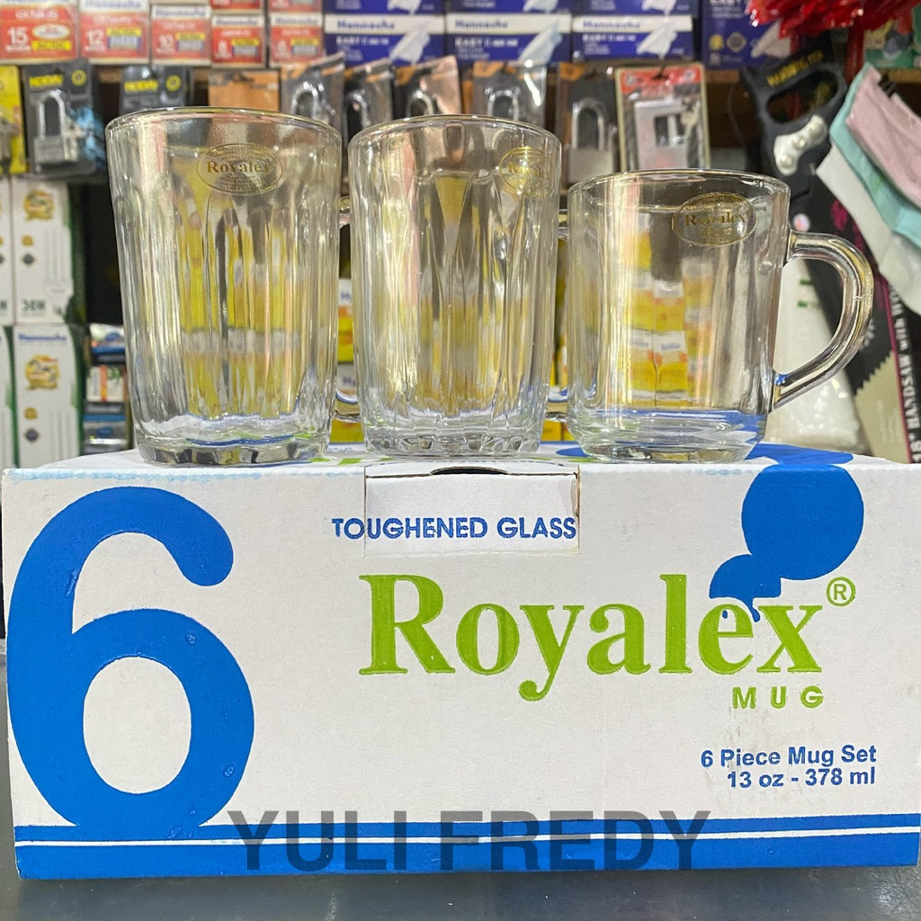 GELAS ROYALEX ISI@6pcs Ukuran 240ml, 270ml, dan 378 ml GELAS KACA ROYALEX TAHAN PANAS DINGIN