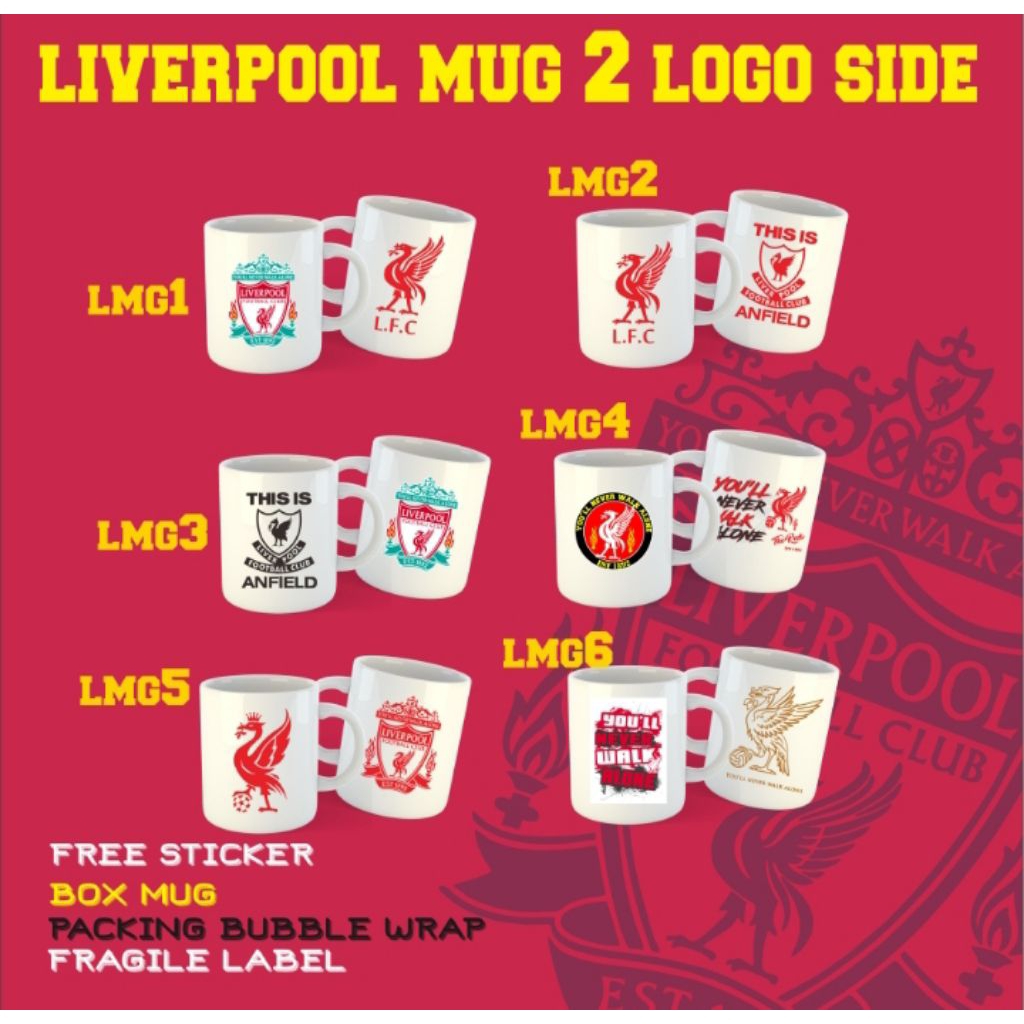 Mug Series Putih & Merah Keramik LFC Arsenal M.U YNWA Liverpool