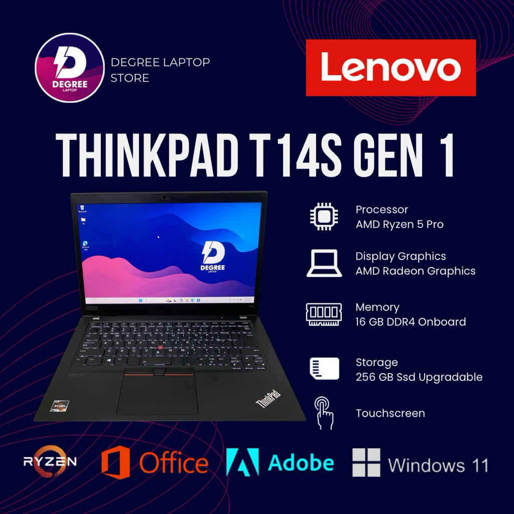 Lenovo Thinkpad T14s Amd Ryzen 5 Pro Ram 16GB Ssd up to 1TB Windows 11 Pro 64bit Original Bergaransi
