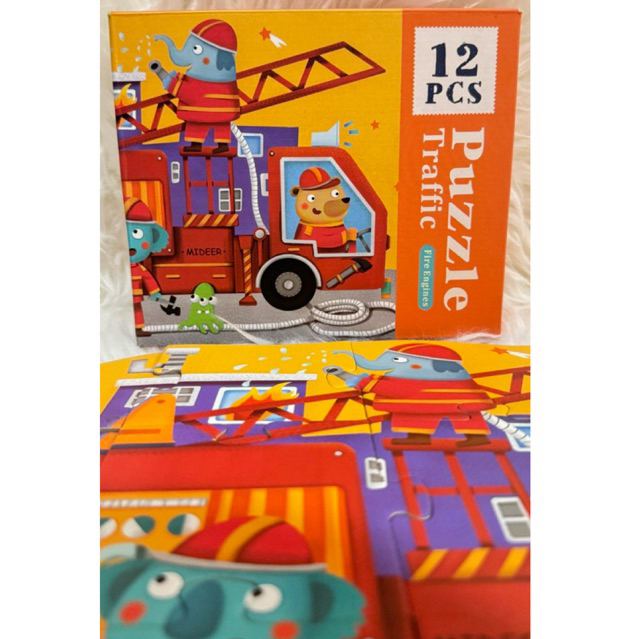 •PRELOVED• Mideer Puzzle Traffic – Fire Engines (12 pcs) / Puzzle Anak