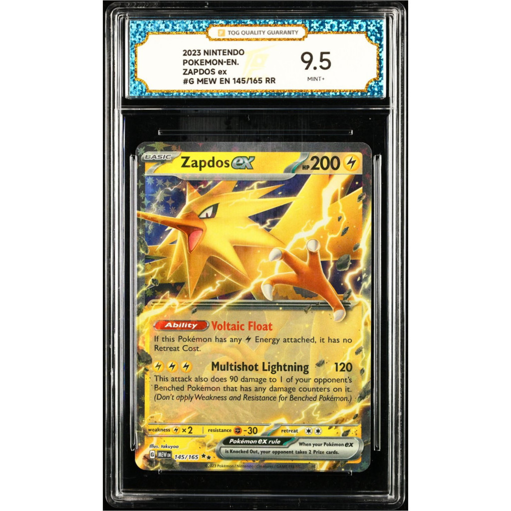 Kartu TCG Pokemon 2023 ENG Zapdos ex #G MEW EN 145/165 RR Graded TQG 9.5 MINT+
