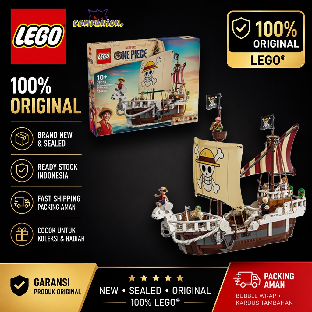 [NEW & ORIGINAL] LEGO ONE PIECE The Going Merry Pirate Ship (1376 Pieces), Building Block, Toys, Bri