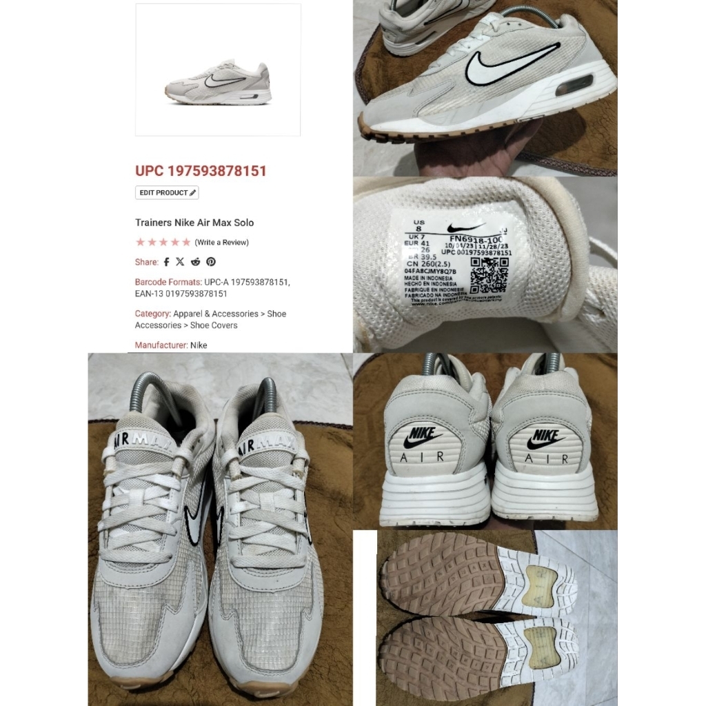 Sepatu Preloved Second Original Nike Airmax AM Solo Size 41