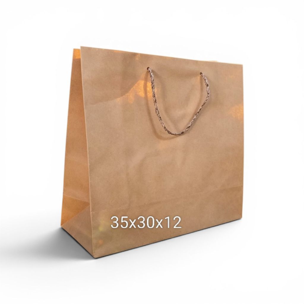 (12 PCS ) Paperbag polos coklat/putih ukuran 35x30x12