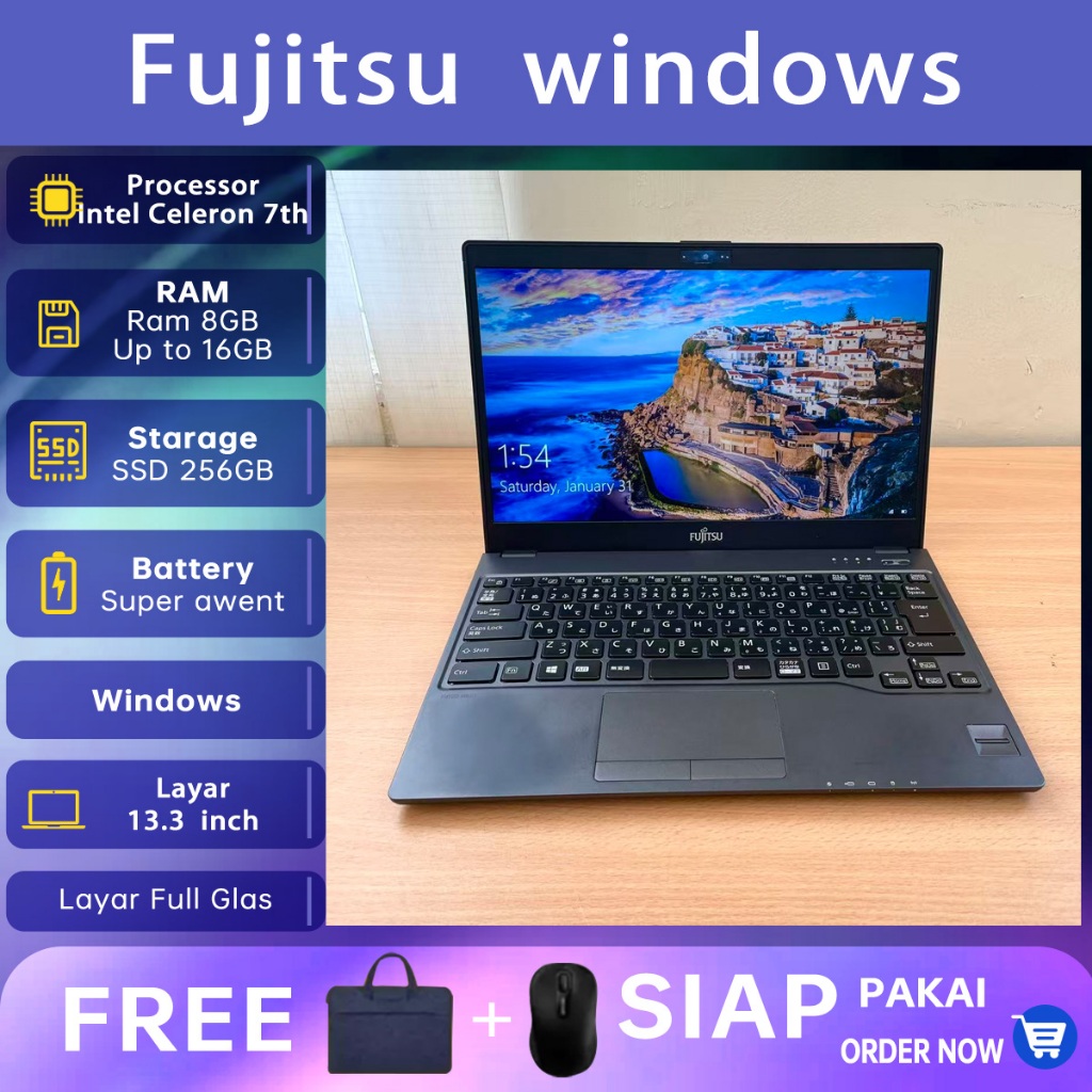 Laptop Fujitsu FUTRO MU937 Gen7 celeron 3865U SSD 256GB RAM 4/8GB 13.3inch Windows 10 slim Ultra-rin